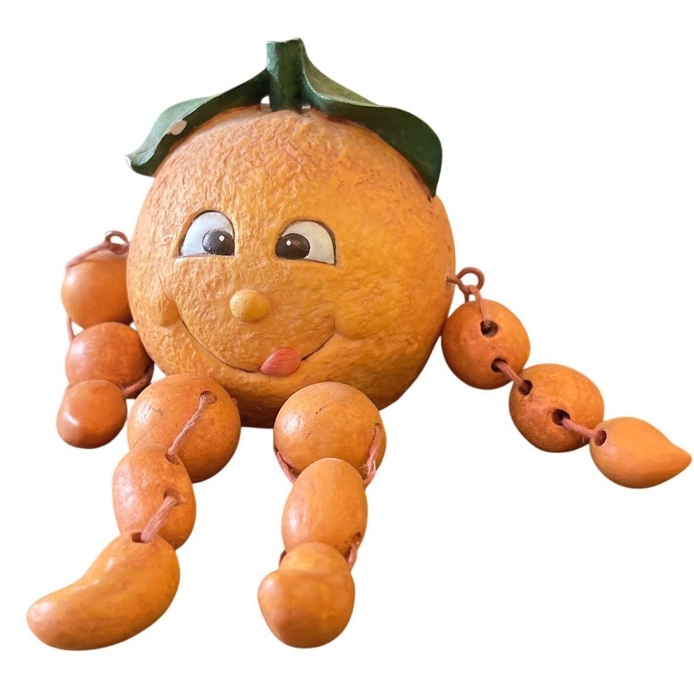 Shelf Sitter Fruit Anthropomorphic Smiling Face Resin kitschy 80s 90s Orange